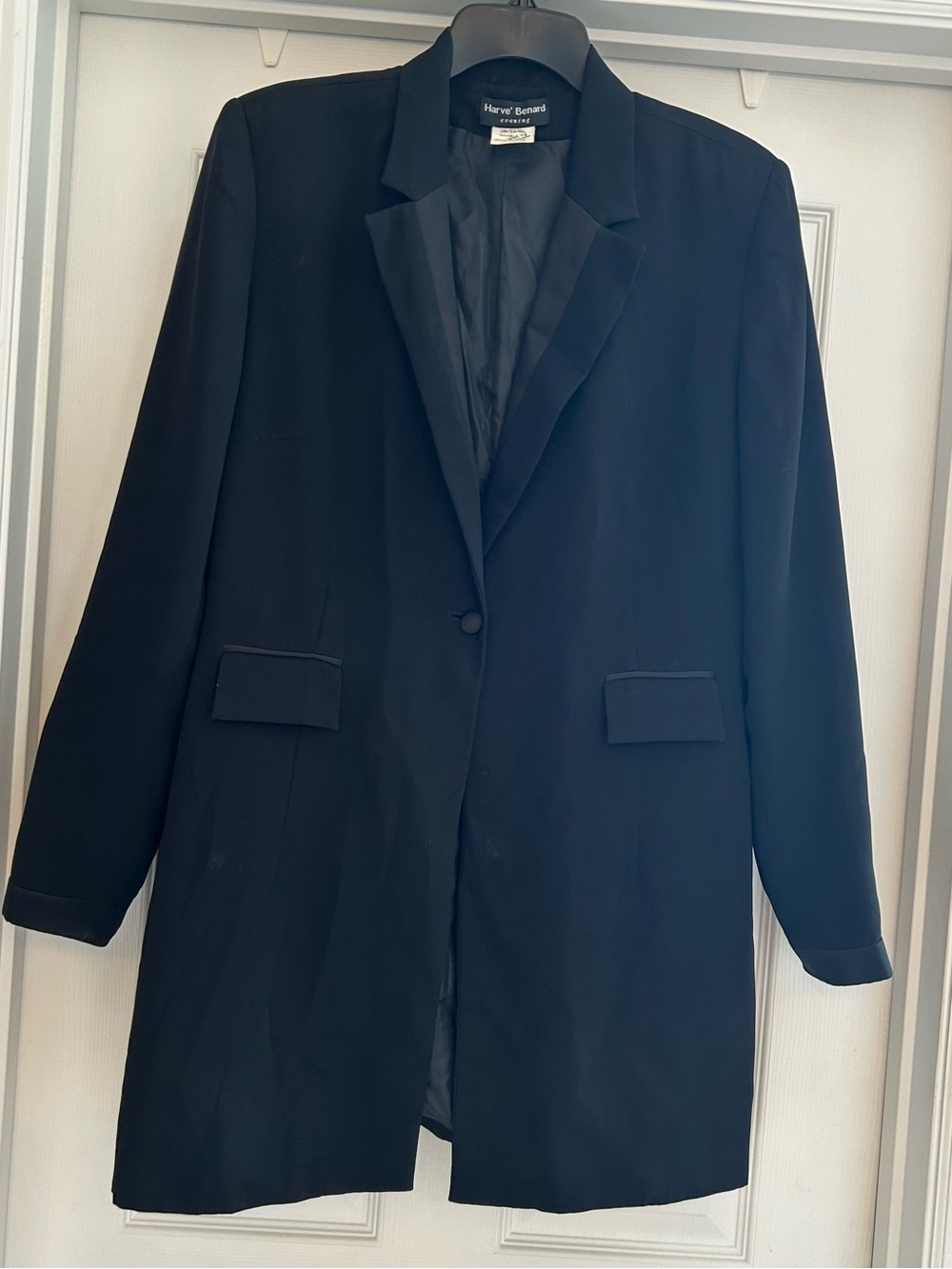 Harve Benard Black Single-Button Long Blazer Women’s Size 14
